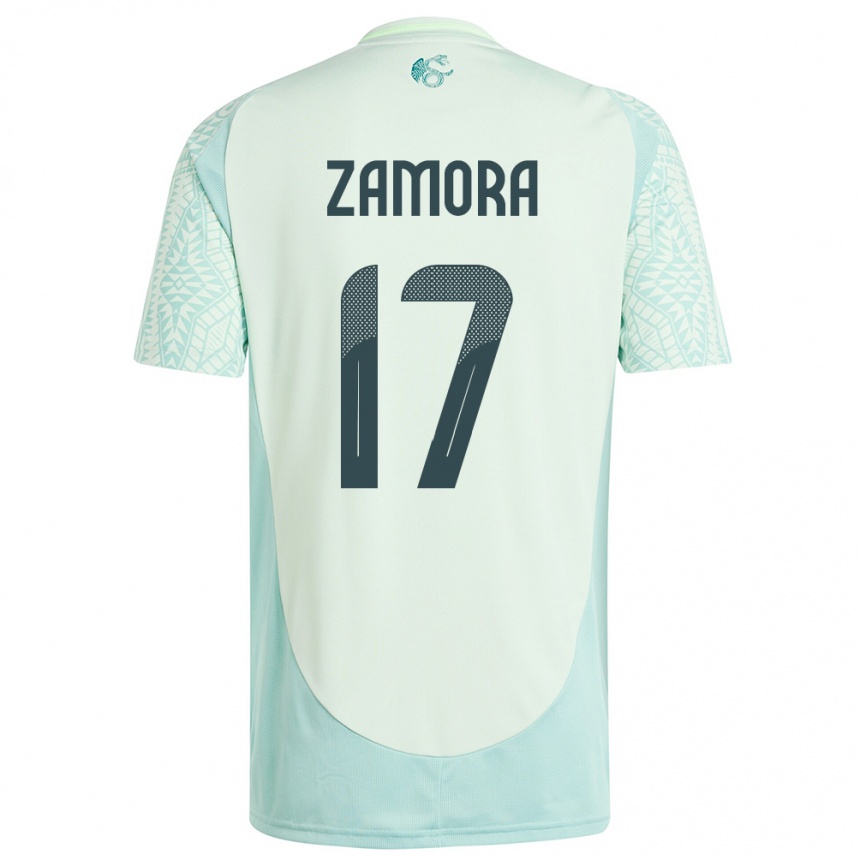 Kids Football Mexico Saul Zamora #17 Linen Green Away Jersey 24-26 T-Shirt Nz