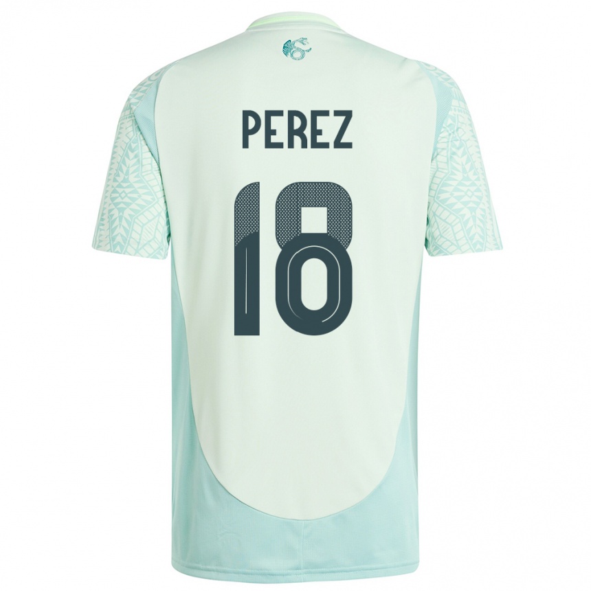 Kids Football Mexico Jonathan Perez #18 Linen Green Away Jersey 24-26 T-Shirt Nz