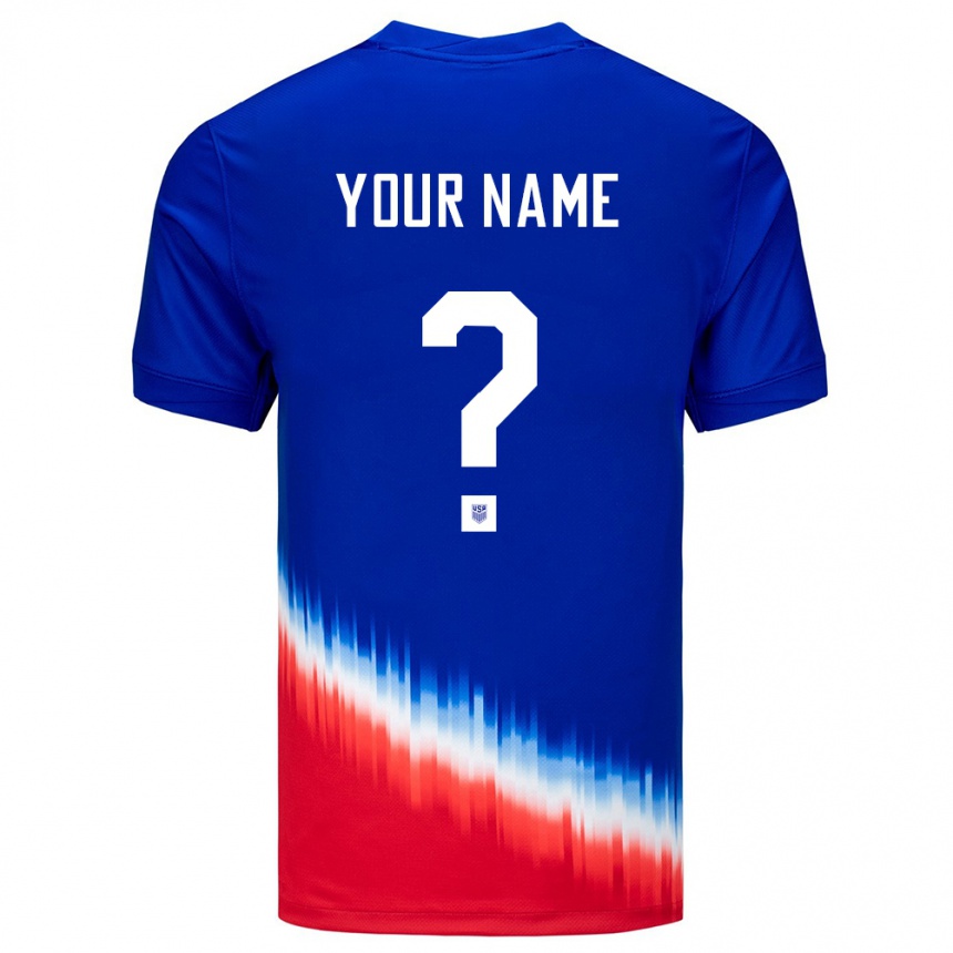 Kids Football United States Your Name #0 Blue Away Jersey 24-26 T-Shirt Nz