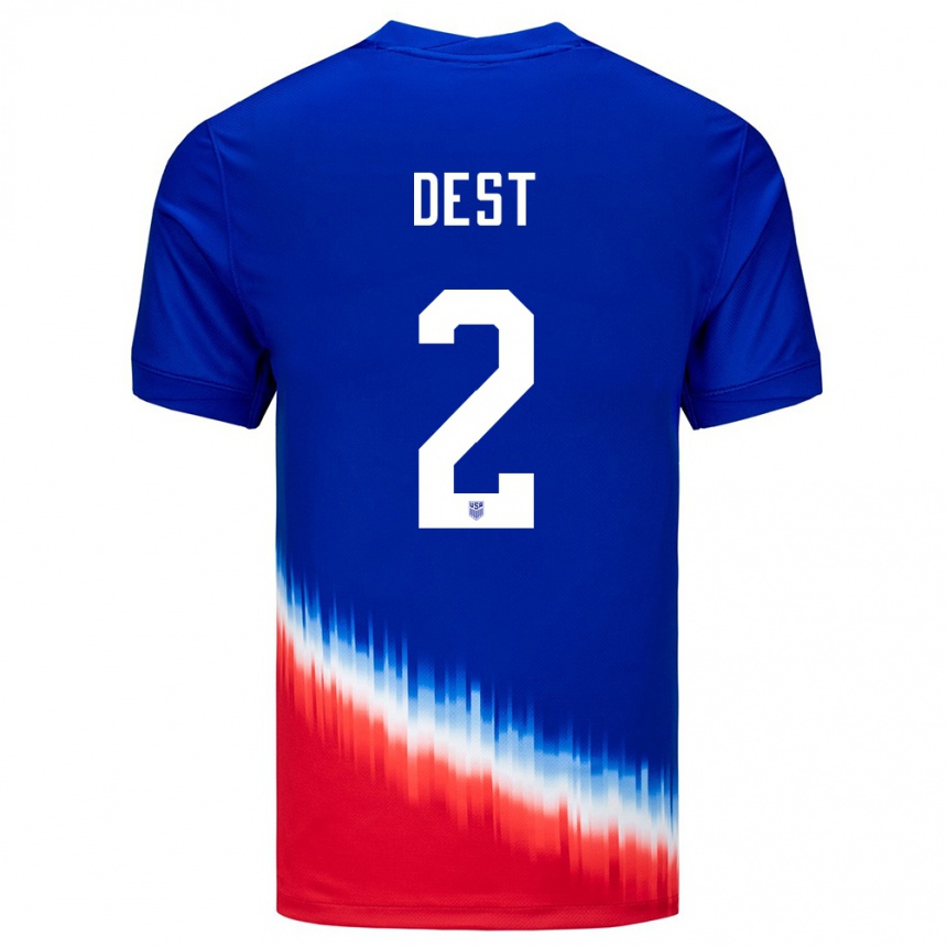 Kids Football United States Sergino Dest #2 Blue Away Jersey 24-26 T-Shirt Nz