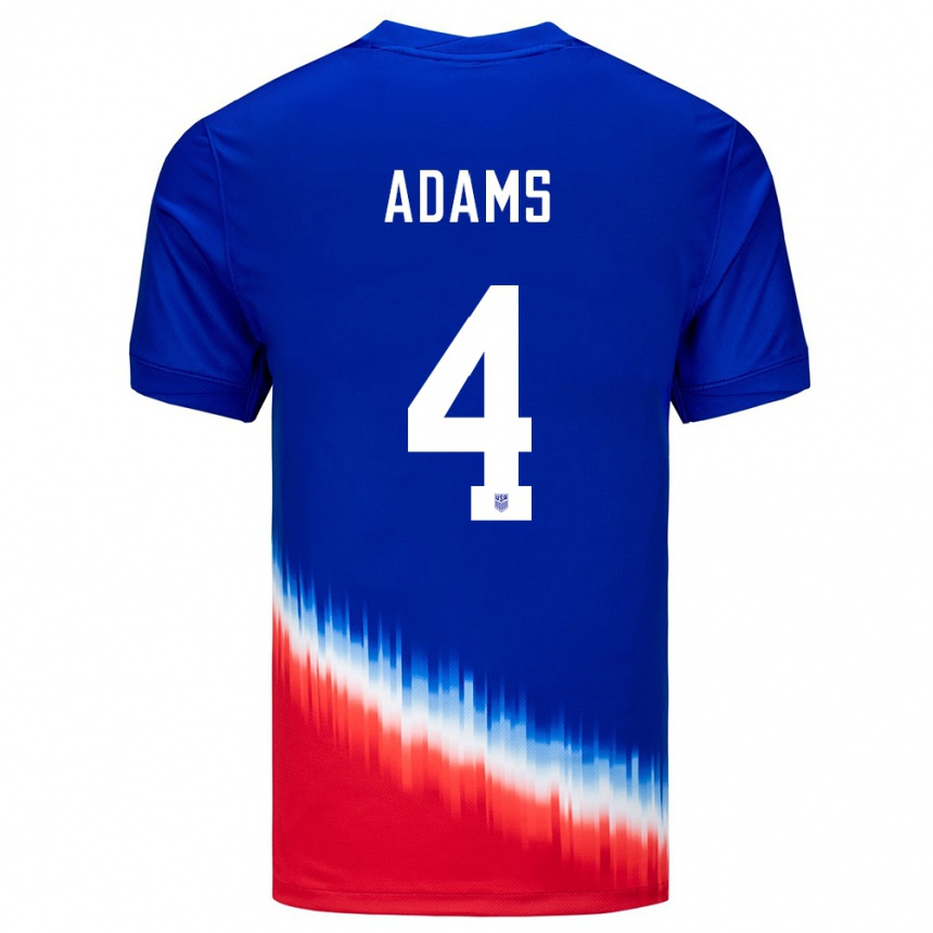 Kids Football United States Tyler Adams #4 Blue Away Jersey 24-26 T-Shirt Nz