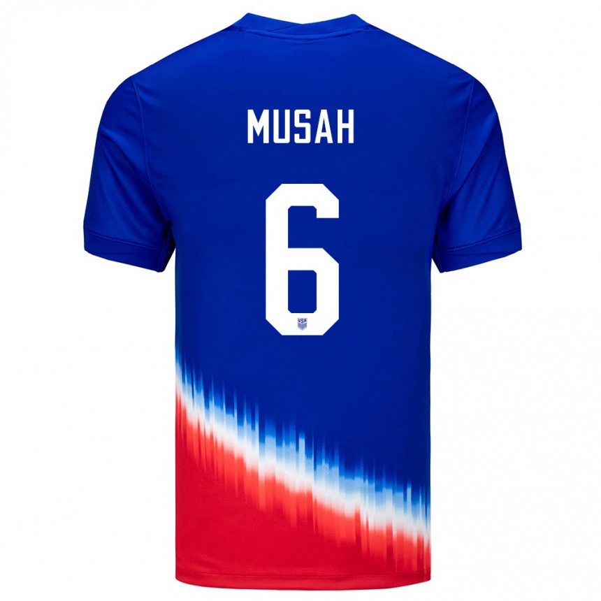 Kids Football United States Yunus Musah #6 Blue Away Jersey 24-26 T-Shirt Nz