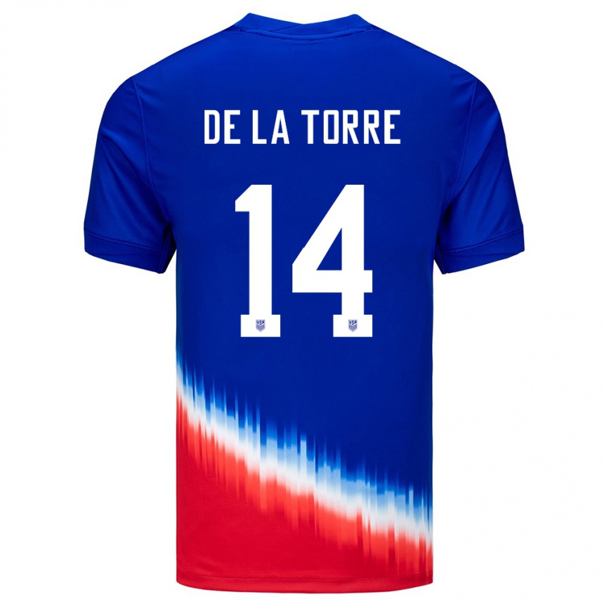 Kids Football United States Luca De La Torre #14 Blue Away Jersey 24-26 T-Shirt Nz