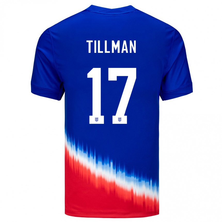 Kids Football United States Malik Tillman #17 Blue Away Jersey 24-26 T-Shirt Nz