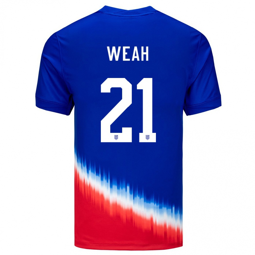 Kids Football United States Timothy Weah #21 Blue Away Jersey 24-26 T-Shirt Nz