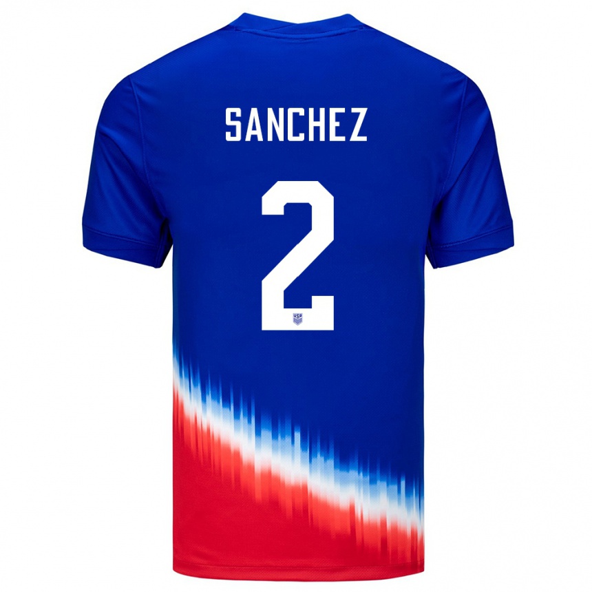 Kids Football United States Ashley Sanchez #2 Blue Away Jersey 24-26 T-Shirt Nz