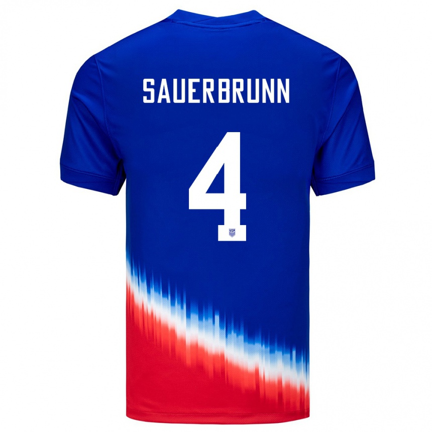 Kids Football United States Becky Sauerbrunn #4 Blue Away Jersey 24-26 T-Shirt Nz