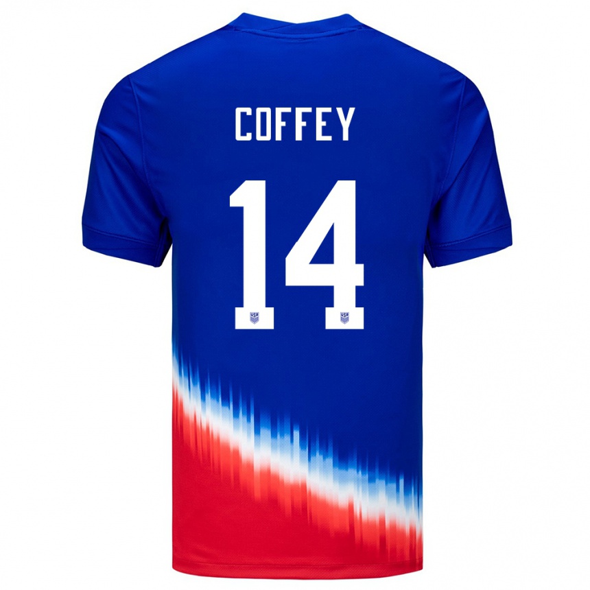 Kids Football United States Sam Coffey #14 Blue Away Jersey 24-26 T-Shirt Nz