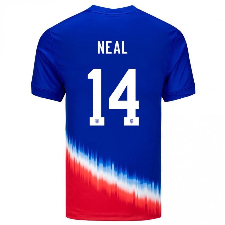 Kids Football United States Jalen Neal #14 Blue Away Jersey 24-26 T-Shirt Nz