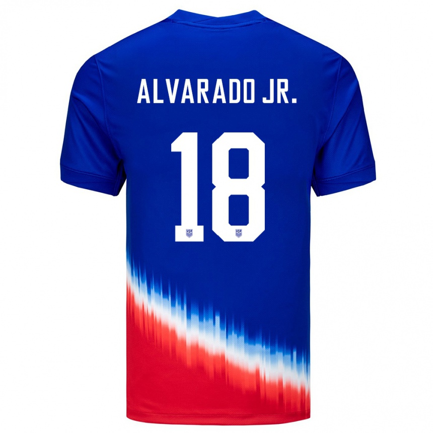 Kids Football United States Alejandro Alvarado Jr #18 Blue Away Jersey 24-26 T-Shirt Nz