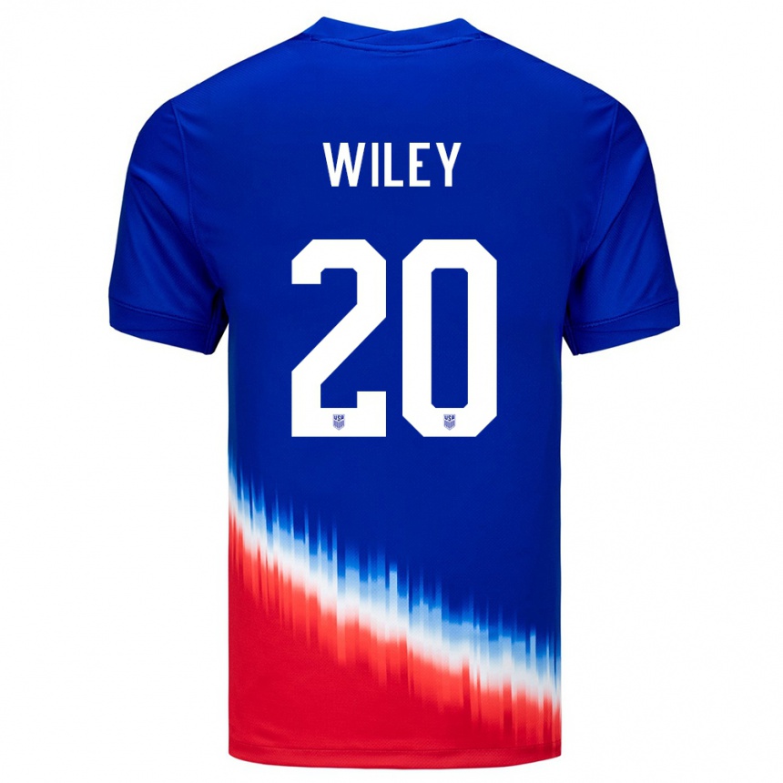 Kids Football United States Caleb Wiley #20 Blue Away Jersey 24-26 T-Shirt Nz