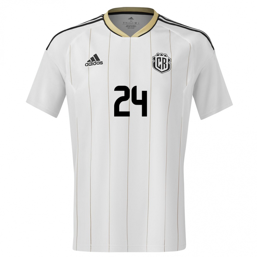 Kids Football Costa Rica Douglas Lopez #24 White Away Jersey 24-26 T-Shirt Nz