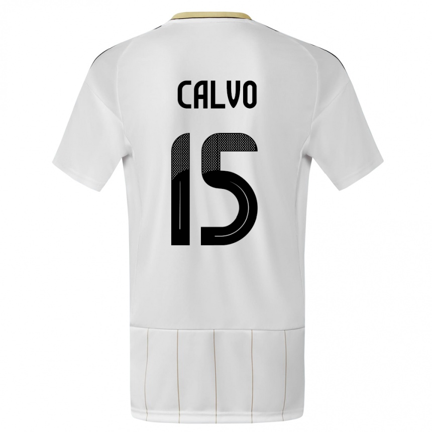 Kids Football Costa Rica Francisco Calvo #15 White Away Jersey 24-26 T-Shirt Nz