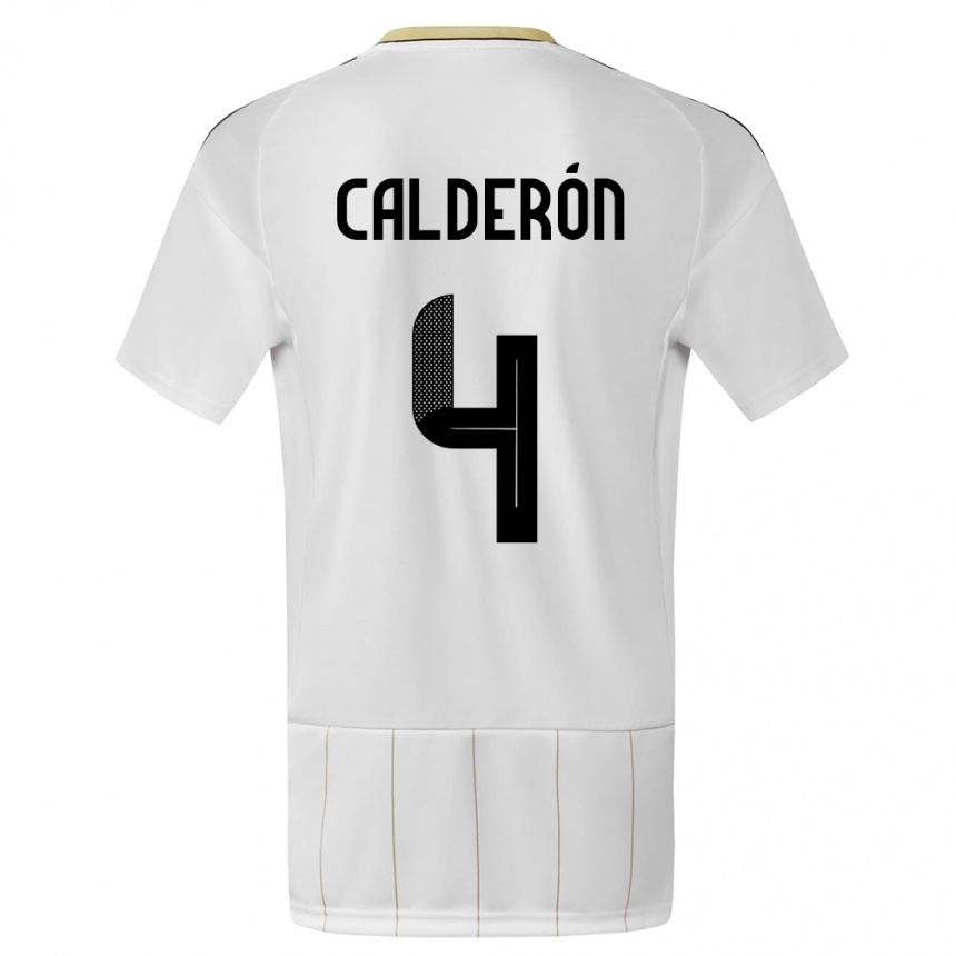 Kids Football Costa Rica Brandon Calderon #4 White Away Jersey 24-26 T-Shirt Nz