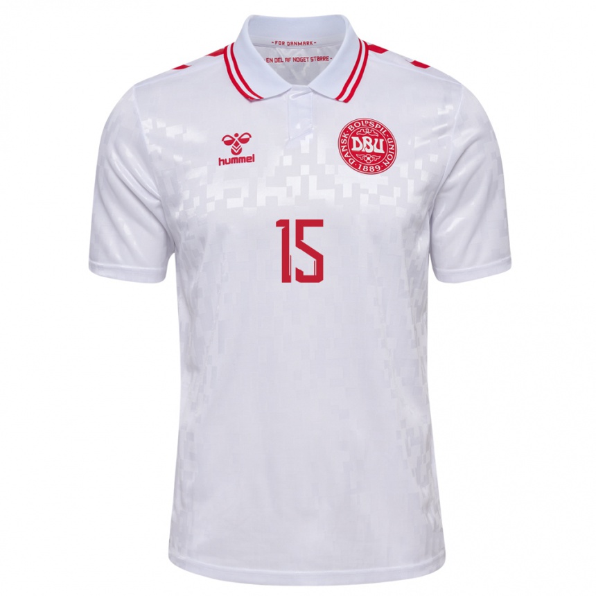 Kids Football Denmark Villads Nielsen #15 White Away Jersey 24-26 T-Shirt Nz