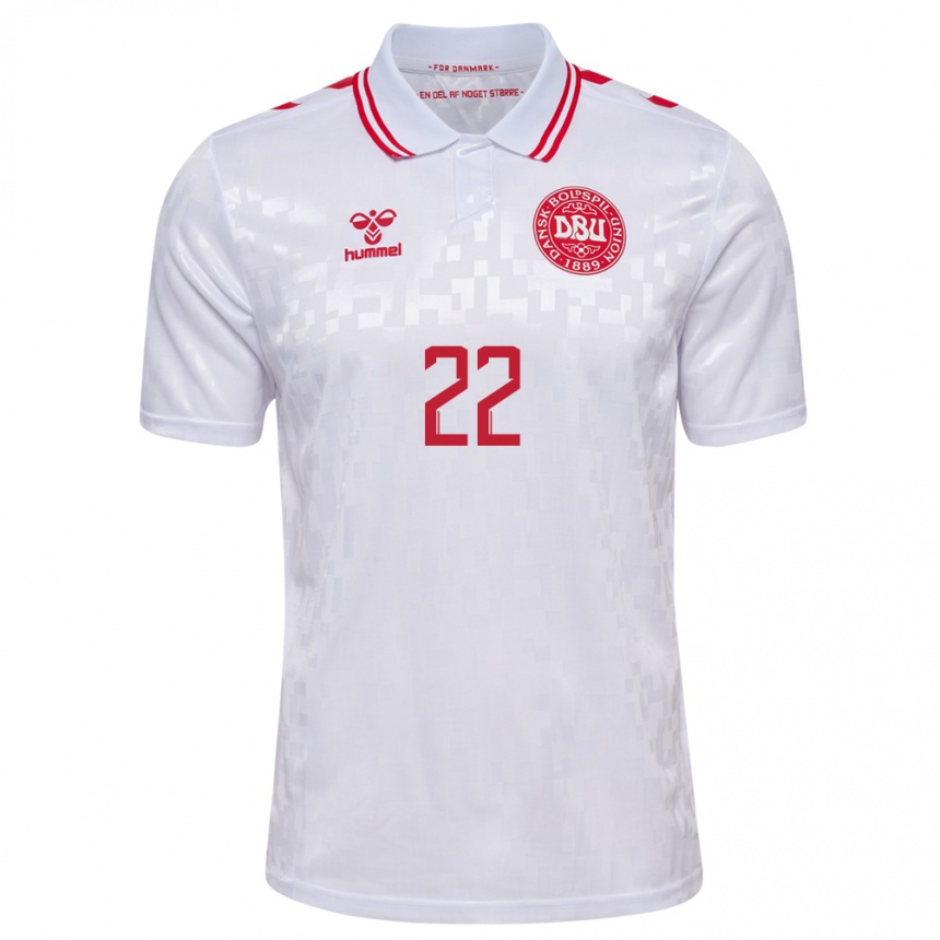 Kids Football Denmark Kathrine Larsen #22 White Away Jersey 24-26 T-Shirt Nz