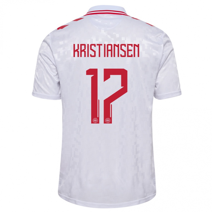 Kids Football Denmark Victor Kristiansen #17 White Away Jersey 24-26 T-Shirt Nz