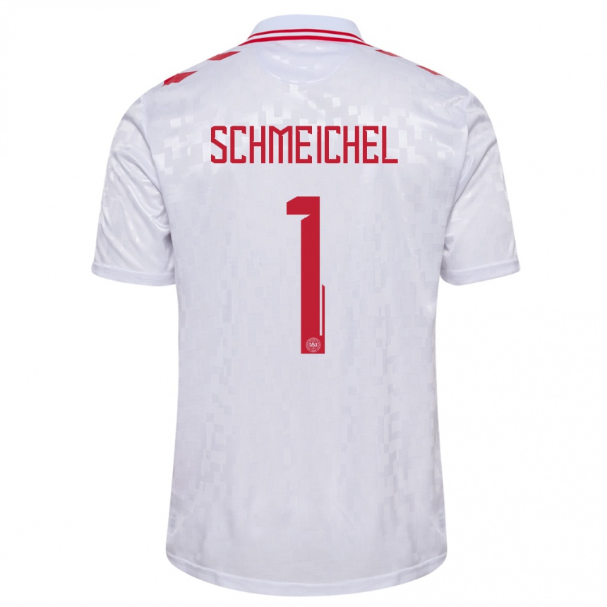 Kids Football Denmark Kasper Schmeichel #1 White Away Jersey 24-26 T-Shirt Nz