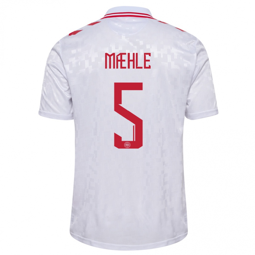 Kids Football Denmark Joakim Maehle #5 White Away Jersey 24-26 T-Shirt Nz