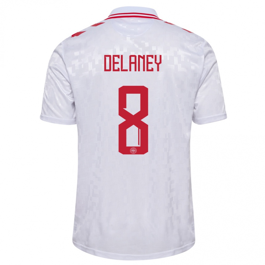 Kids Football Denmark Thomas Delaney #8 White Away Jersey 24-26 T-Shirt Nz