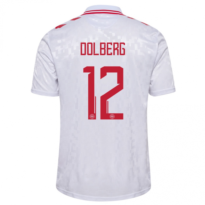 Kids Football Denmark Kasper Dolberg #12 White Away Jersey 24-26 T-Shirt Nz