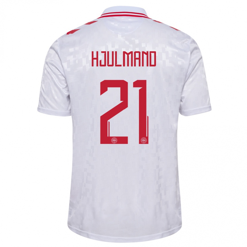 Kids Football Denmark Morten Hjulmand #21 White Away Jersey 24-26 T-Shirt Nz