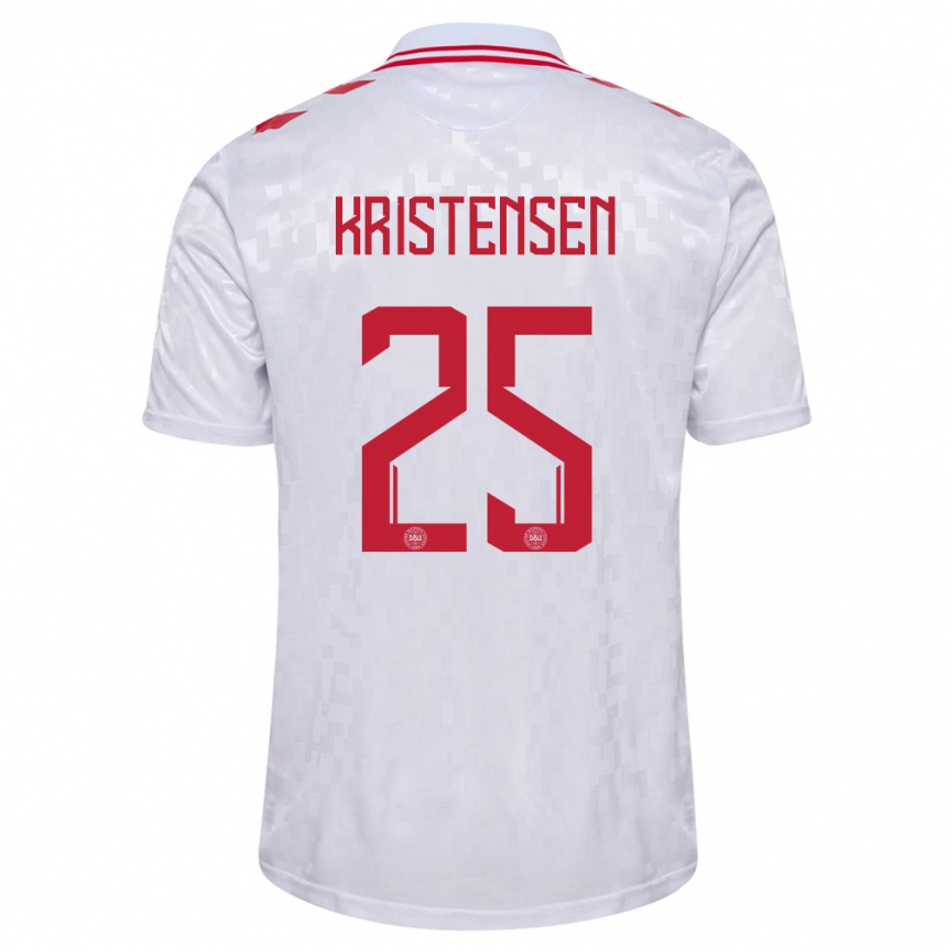 Kids Football Denmark Rasmus Kristensen #25 White Away Jersey 24-26 T-Shirt Nz