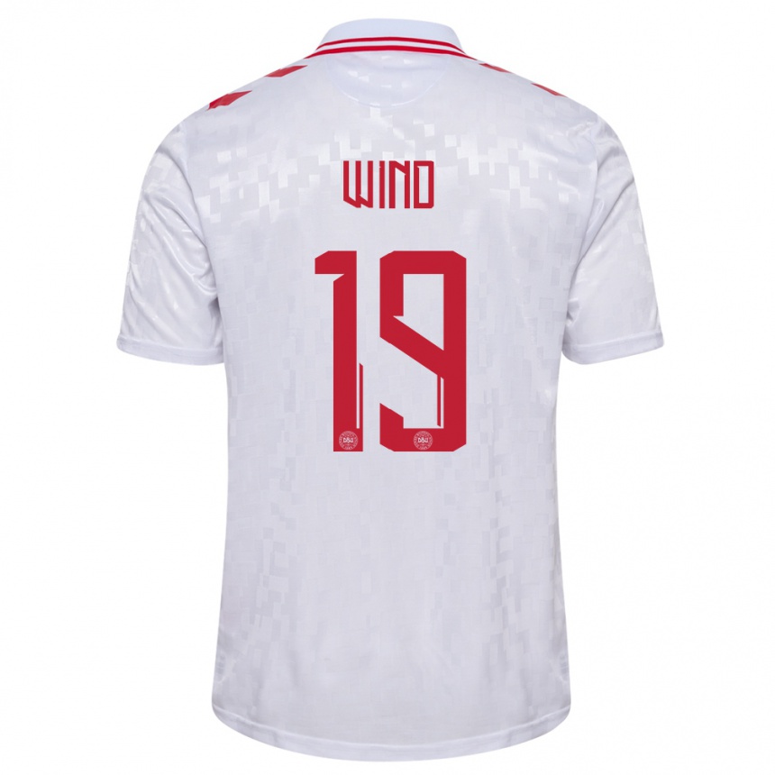 Kids Football Denmark Jonas Wind #19 White Away Jersey 24-26 T-Shirt Nz