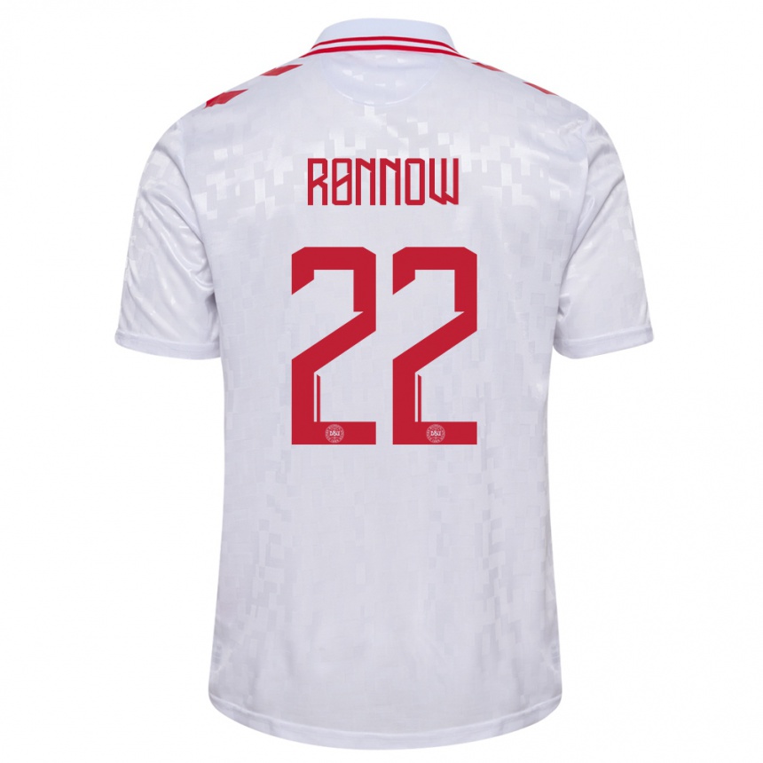 Kids Football Denmark Frederik Ronnow #22 White Away Jersey 24-26 T-Shirt Nz