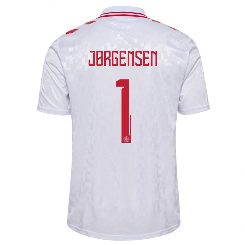 Kids Football Denmark Filip Jørgensen #1 White Away Jersey 24-26 T-Shirt Nz