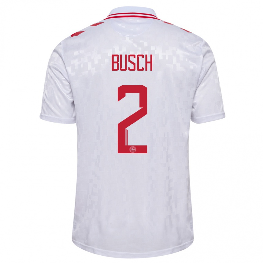 Kids Football Denmark Alexander Busch #2 White Away Jersey 24-26 T-Shirt Nz