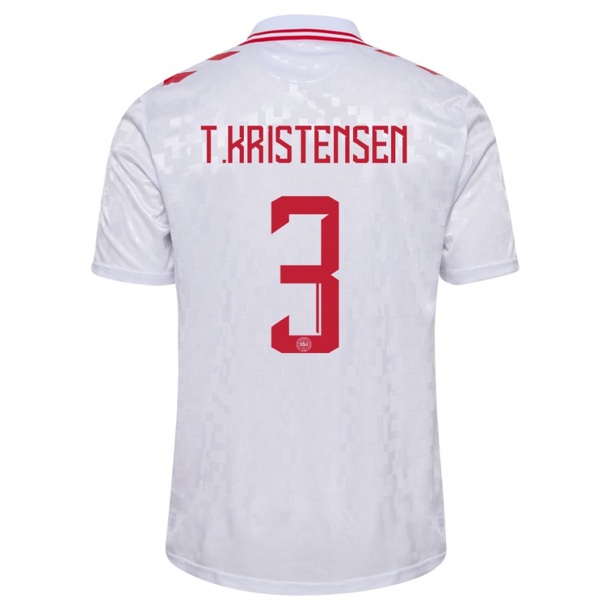 Kids Football Denmark Thomas Kristensen #3 White Away Jersey 24-26 T-Shirt Nz