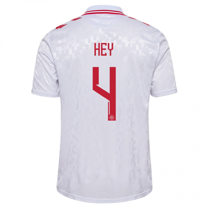 Kids Football Denmark Lucas Hey #4 White Away Jersey 24-26 T-Shirt Nz