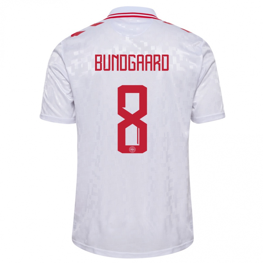 Kids Football Denmark Filip Bundgaard #8 White Away Jersey 24-26 T-Shirt Nz