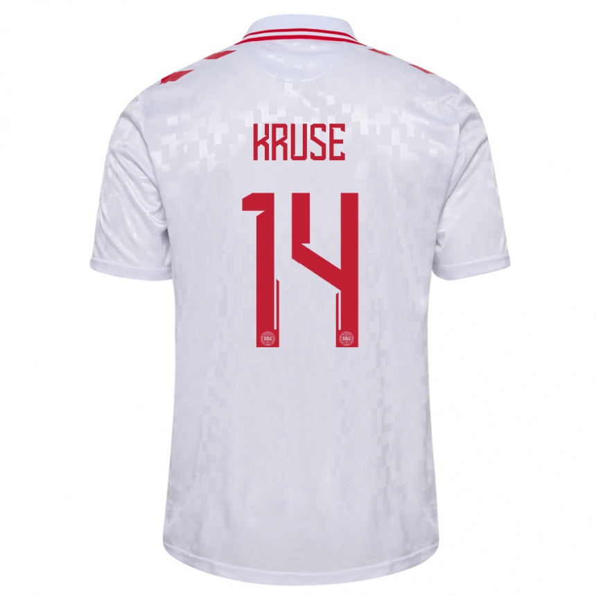 Kids Football Denmark David Kruse #14 White Away Jersey 24-26 T-Shirt Nz