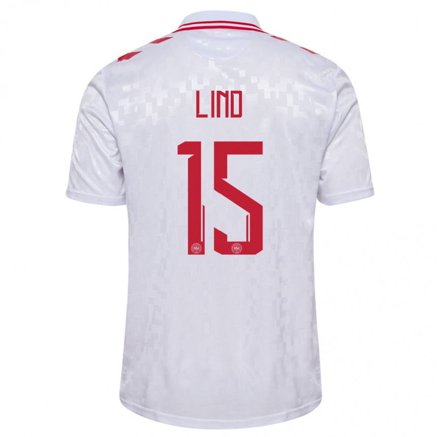 Kids Football Denmark Victor Lind #15 White Away Jersey 24-26 T-Shirt Nz