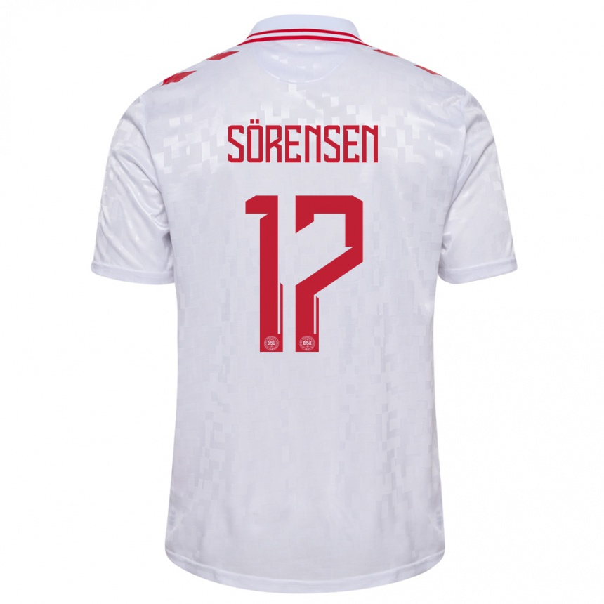 Kids Football Denmark Oliver Sörensen #17 White Away Jersey 24-26 T-Shirt Nz