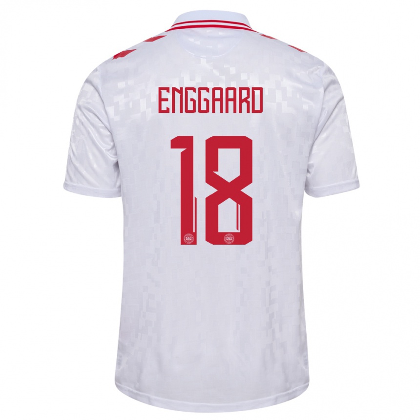 Kids Football Denmark Mads Enggaard #18 White Away Jersey 24-26 T-Shirt Nz