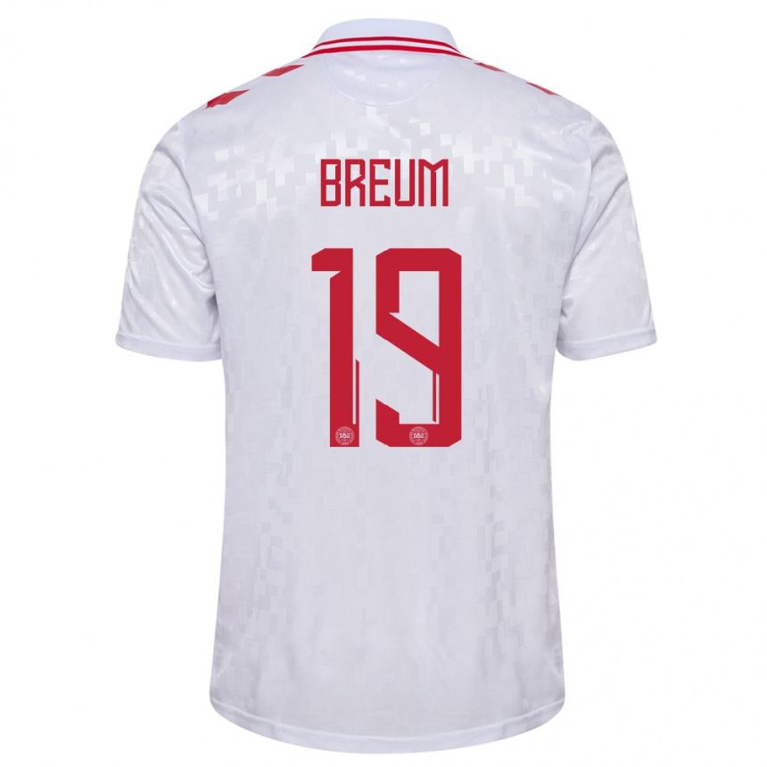 Kids Football Denmark Jakob Breum #19 White Away Jersey 24-26 T-Shirt Nz