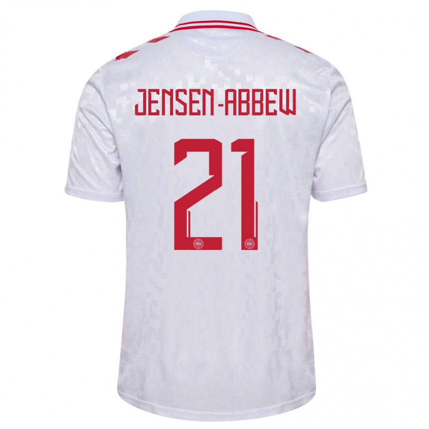 Kids Football Denmark Jonas Jensen-Abbew #21 White Away Jersey 24-26 T-Shirt Nz