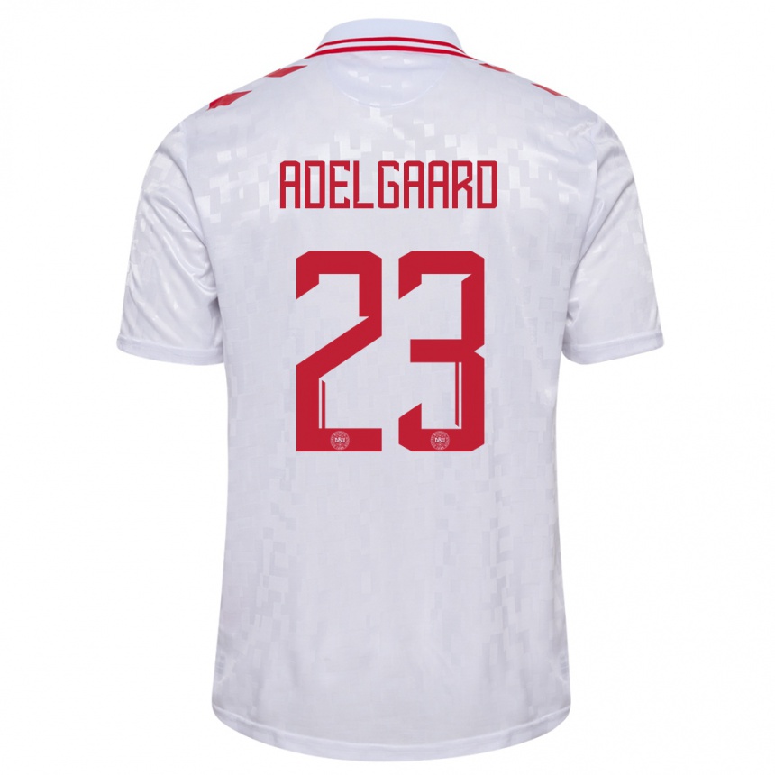 Kids Football Denmark Aske Adelgaard #23 White Away Jersey 24-26 T-Shirt Nz