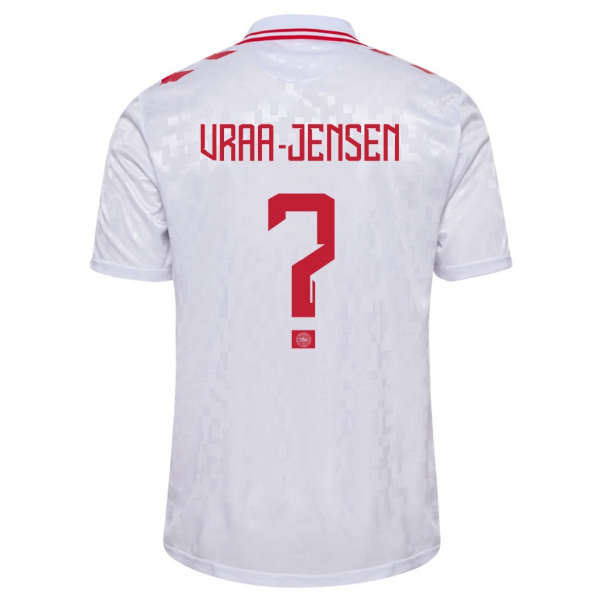 Kids Football Denmark Ludwig Vraa-Jensen #0 White Away Jersey 24-26 T-Shirt Nz