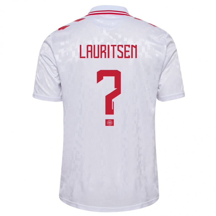 Kids Football Denmark Mads Lauritsen #0 White Away Jersey 24-26 T-Shirt Nz