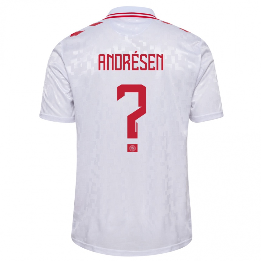 Kids Football Denmark Aske Andrésen #0 White Away Jersey 24-26 T-Shirt Nz