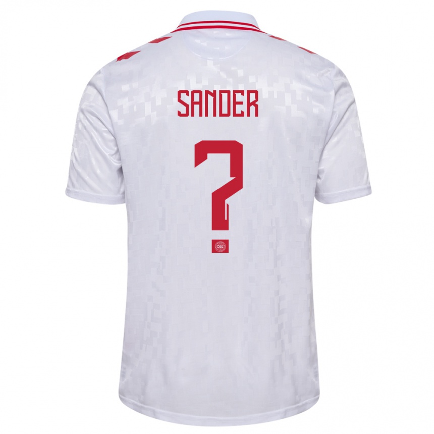 Kids Football Denmark Theo Sander #0 White Away Jersey 24-26 T-Shirt Nz