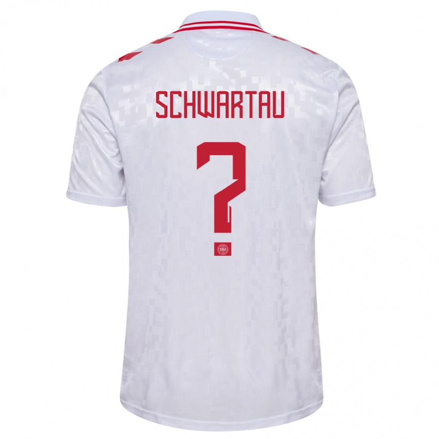 Kids Football Denmark Oscar Schwartau #0 White Away Jersey 24-26 T-Shirt Nz