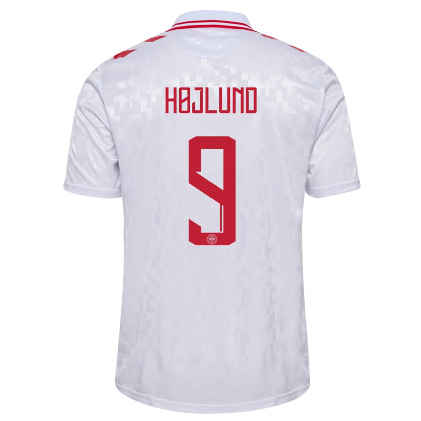 Kids Football Denmark Emil Højlund #9 White Away Jersey 24-26 T-Shirt Nz