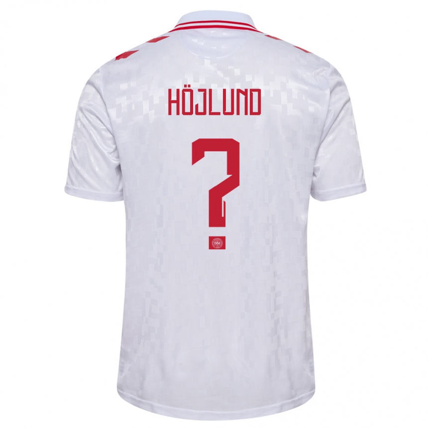 Kids Football Denmark Oscar Höjlund #0 White Away Jersey 24-26 T-Shirt Nz