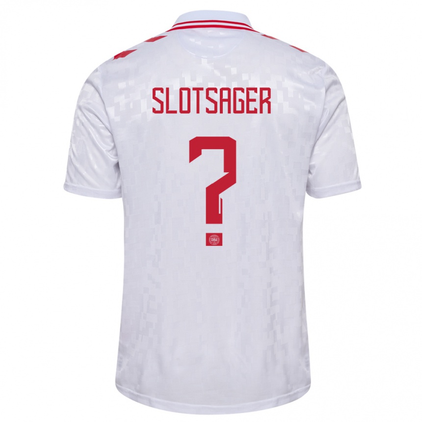 Kids Football Denmark Tobias Slotsager #0 White Away Jersey 24-26 T-Shirt Nz