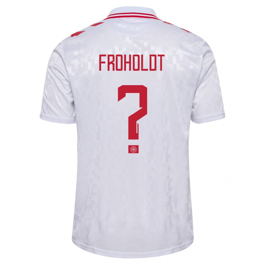 Kids Football Denmark Victor Froholdt #0 White Away Jersey 24-26 T-Shirt Nz